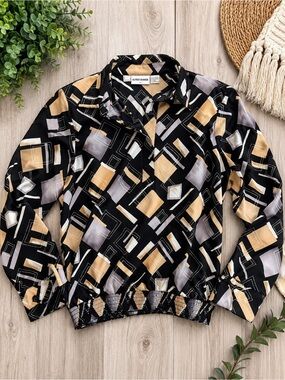 Alfred Dunner Black Geometric Print Pullover shirt size 10